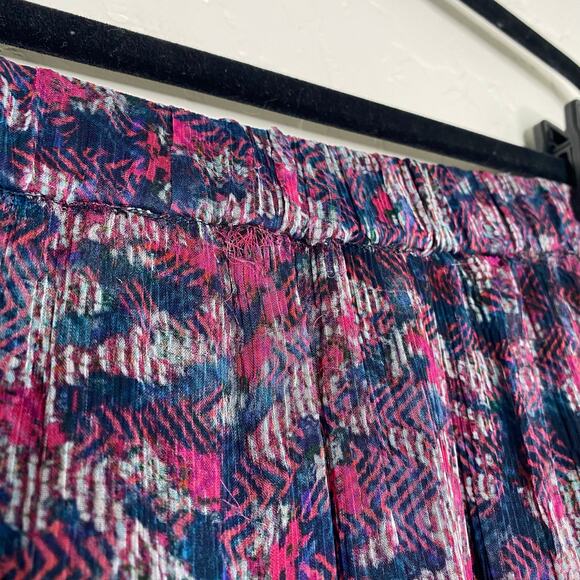 IRO Abstract Reef Asymmetric Tiered Printed Crepon Skirt in Midnight Blue FR 36 - Picture 8 of 12